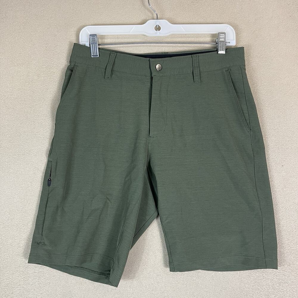 BYLT Basics Short Mens S Green Kinetic Tapered Stretch Wrinkle‎ Resistant 8"